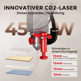 Monport Reno45 45W Desktop CO2-Lasergravierer und -schneider (16" x 12") mit brandneuem Semi-Autofokus