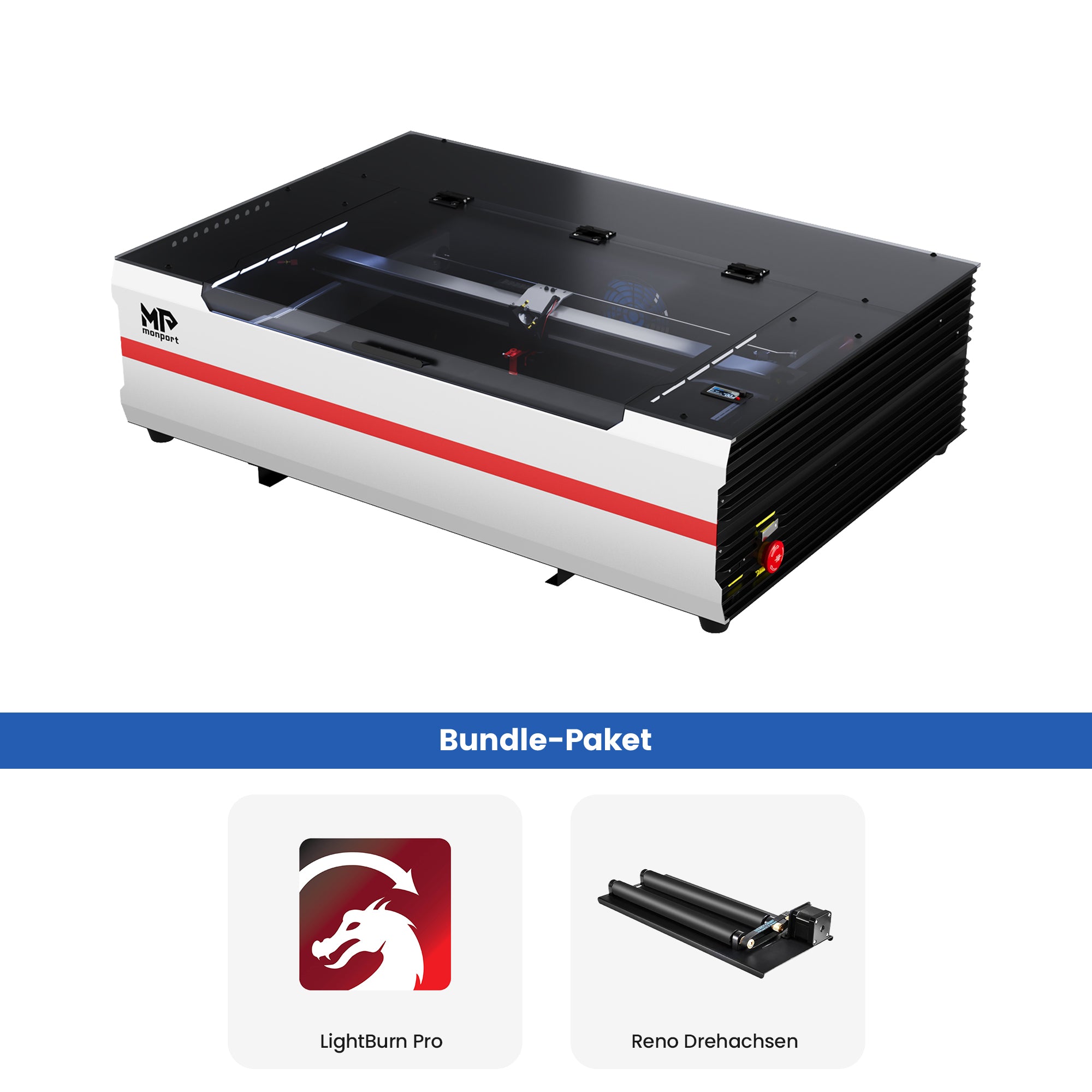 Monport Reno 65W Desktop CO2 Lasergravierer & Schneidegerät (24“X 16“) mit brandneuem Assistierter Autofokus