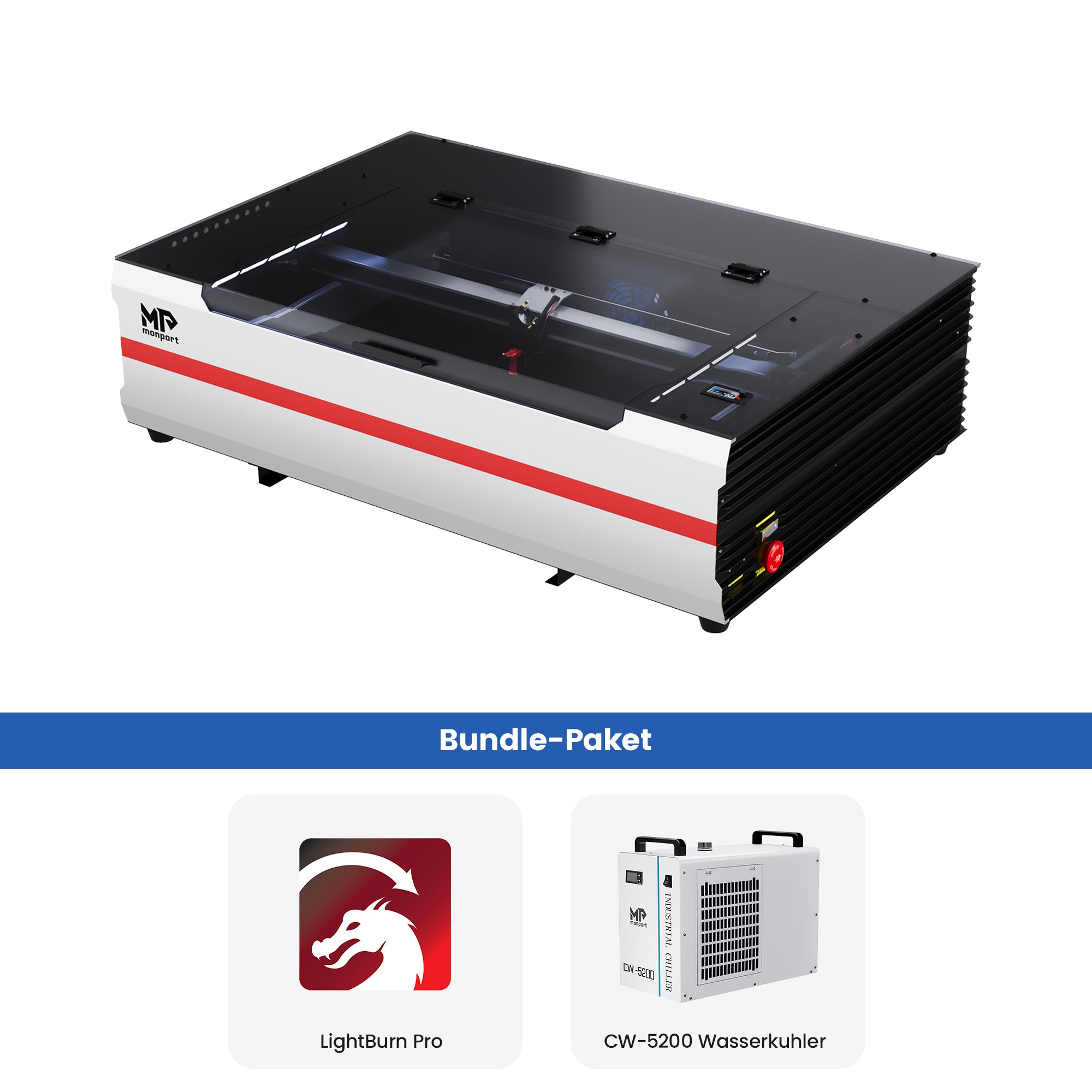 Monport Reno 65W Desktop CO2 Lasergravierer & Schneidegerät (24“X 16“) mit brandneuem Assistierter Autofokus
