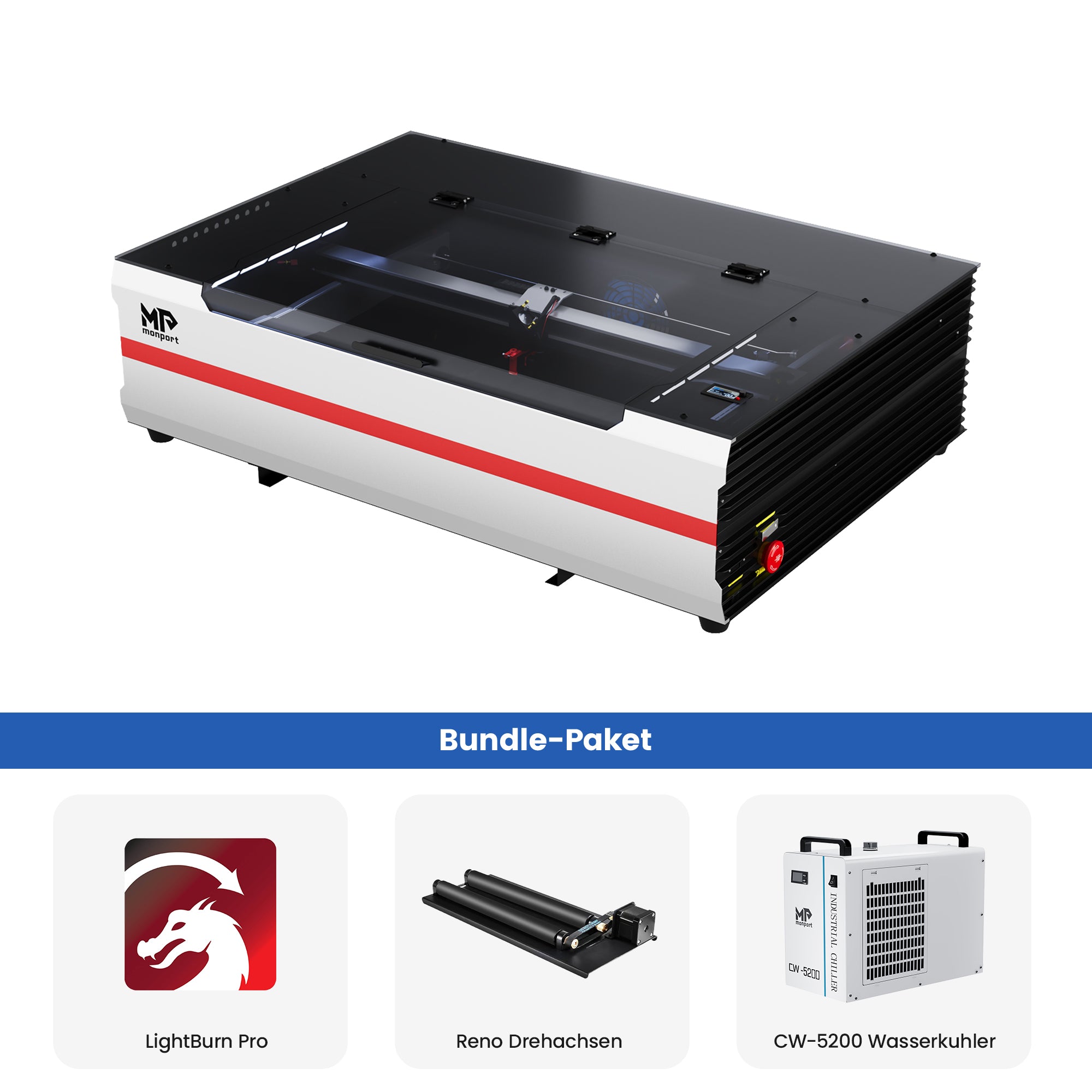 Monport Reno 65W Desktop CO2 Lasergravierer & Schneidegerät (24“X 16“) mit brandneuem Assistierter Autofokus