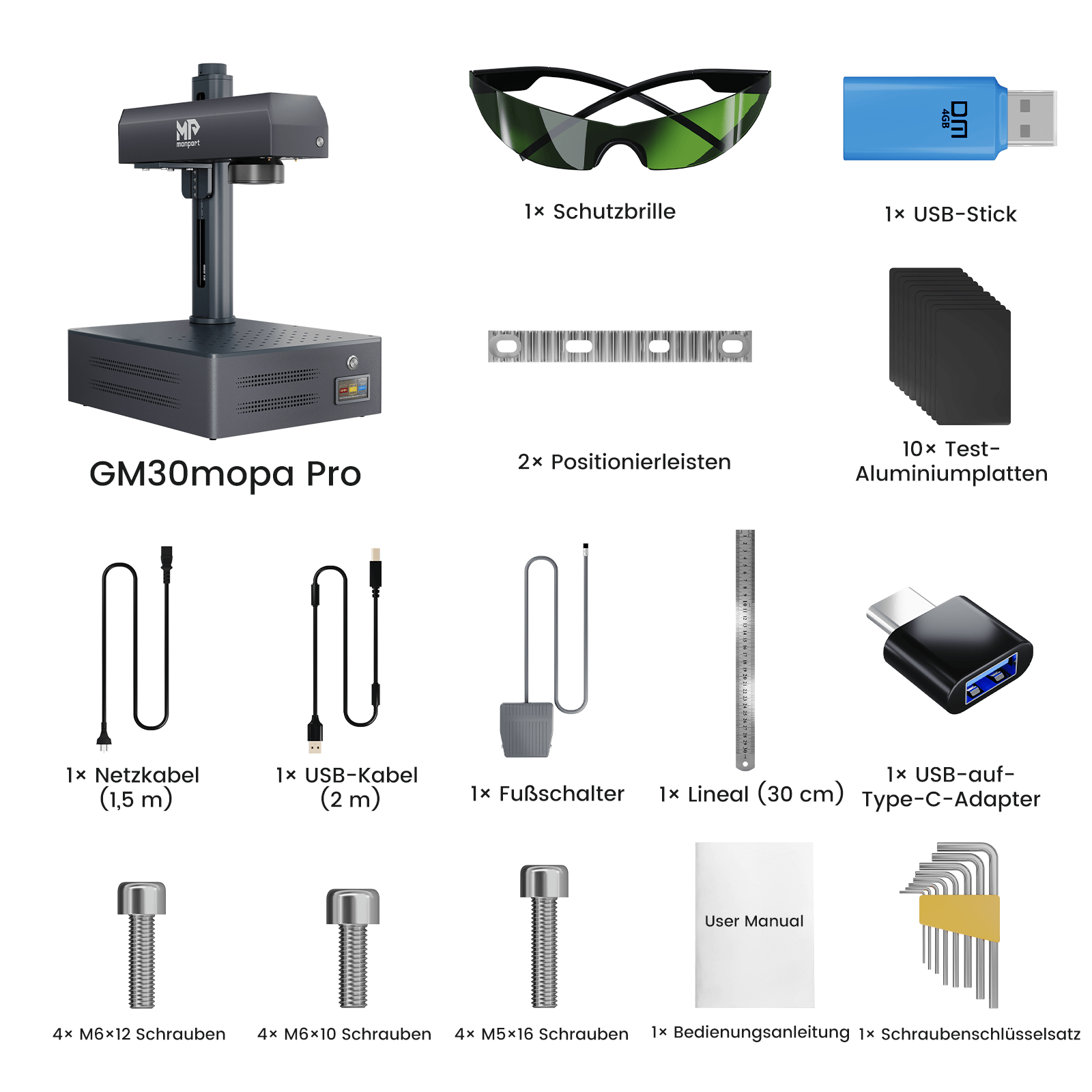 Monport GM 30W Pro Integrierte JPT MOPA Faserlaser-Graviermaschine & Markiermaschine mit Autofokus - Maschine