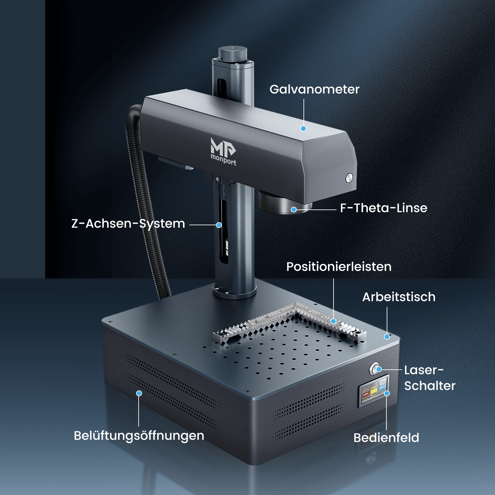 Monport GM 20W Pro Integrierte Faserlaser-Graviermaschine & Markiermaschine mit Autofokus - Maschine