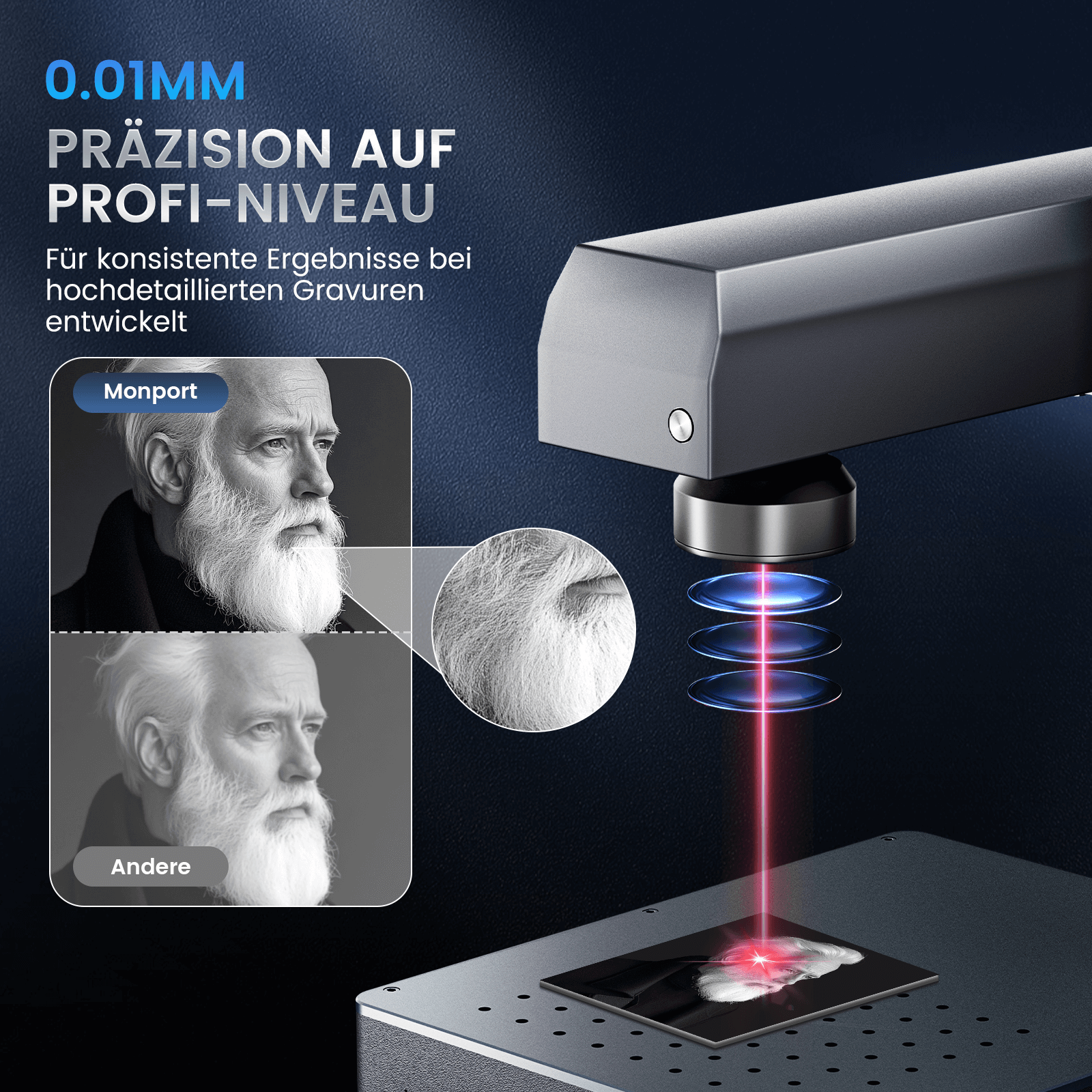 Monport GM 50W Pro Integrierte Faserlaser-Graviermaschine & Markiermaschine mit Autofokus - Maschine
