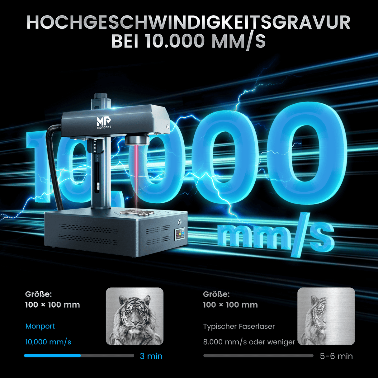 Monport GM 20W Pro Integrierte Faserlaser-Graviermaschine & Markiermaschine mit Autofokus - Maschine