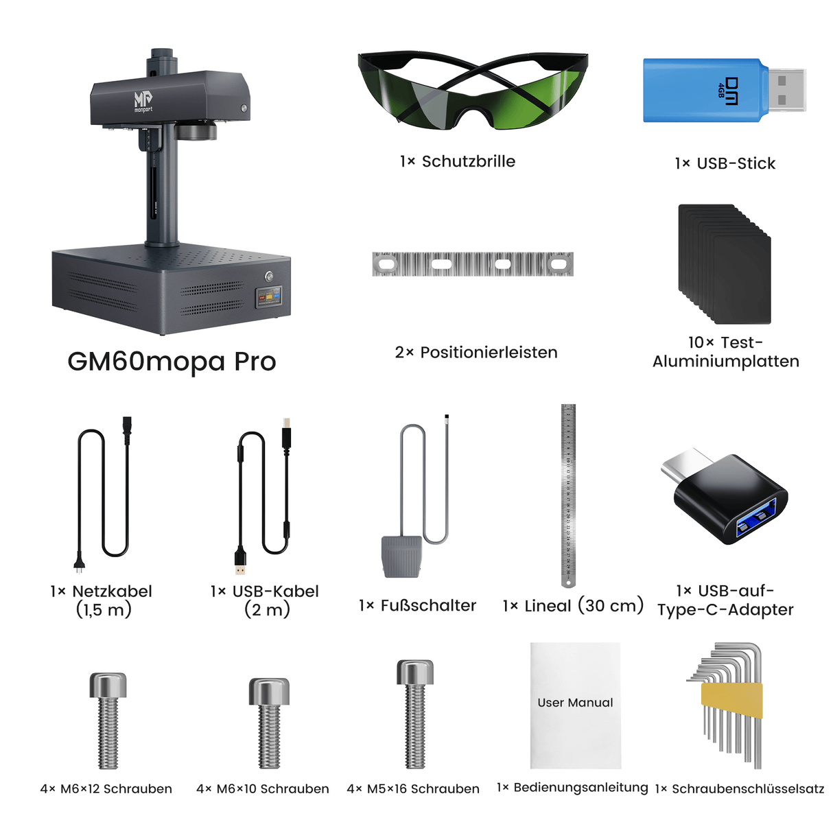 Monport GM 60W Pro Integrierter MOPA-Faserlaser-Gravier- und Markierungsmaschine mit Autofokus - Maschine