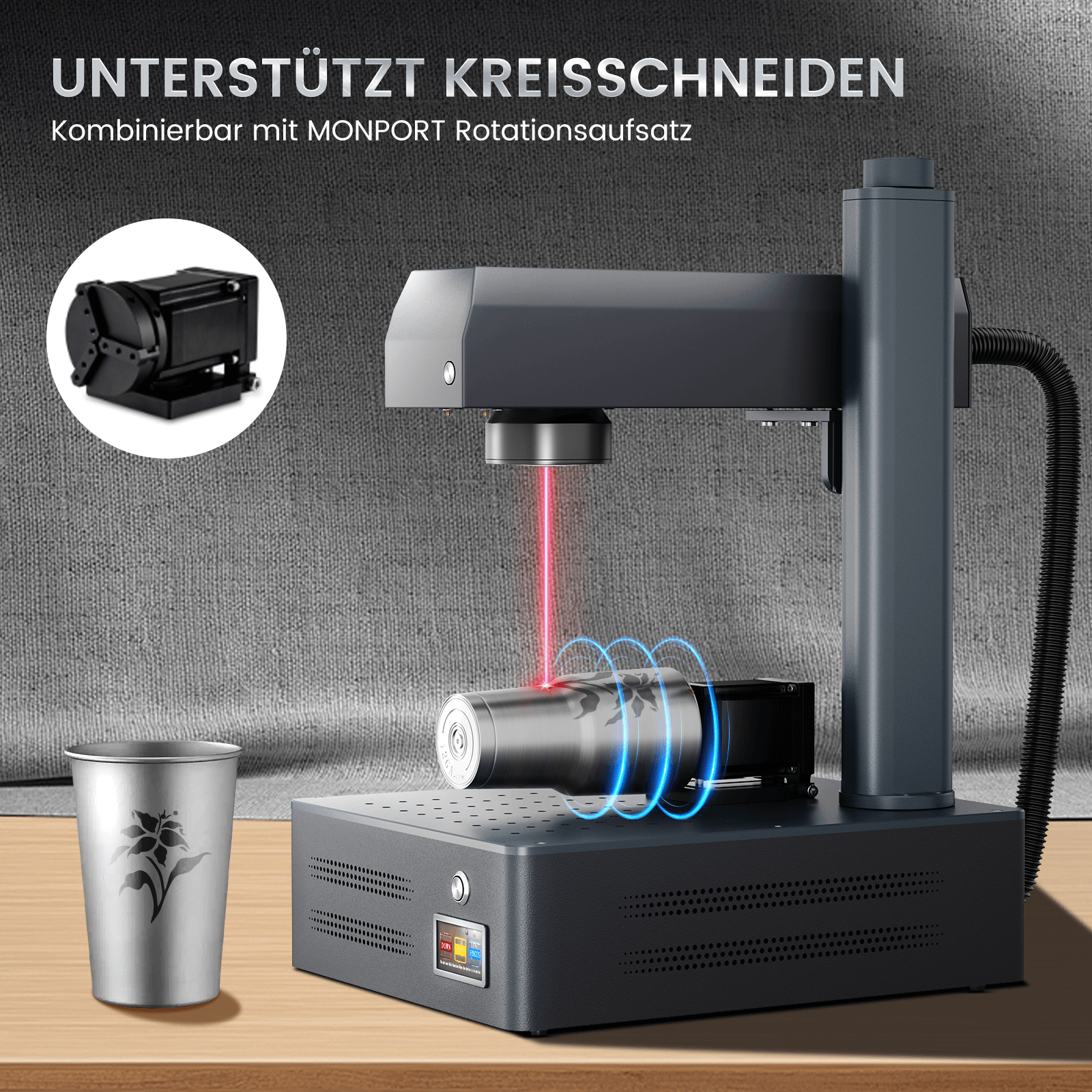 Monport GM 50W Pro Integrierte Faserlaser-Graviermaschine & Markiermaschine mit Autofokus - Maschine