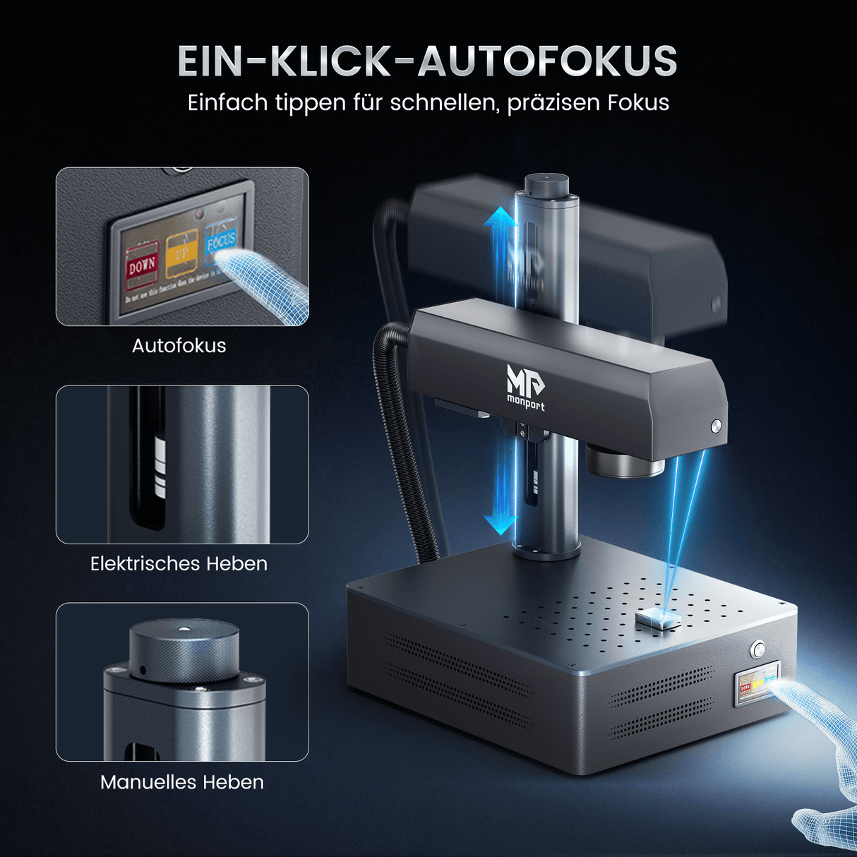 Monport GM 20W Pro Integrierte Faserlaser-Graviermaschine & Markiermaschine mit Autofokus - Maschine