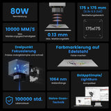 Monport 80W (175 x 175 mm) GPro MOPA Faserlaser Gravier & Markiermaschine mit manuellem Fokus