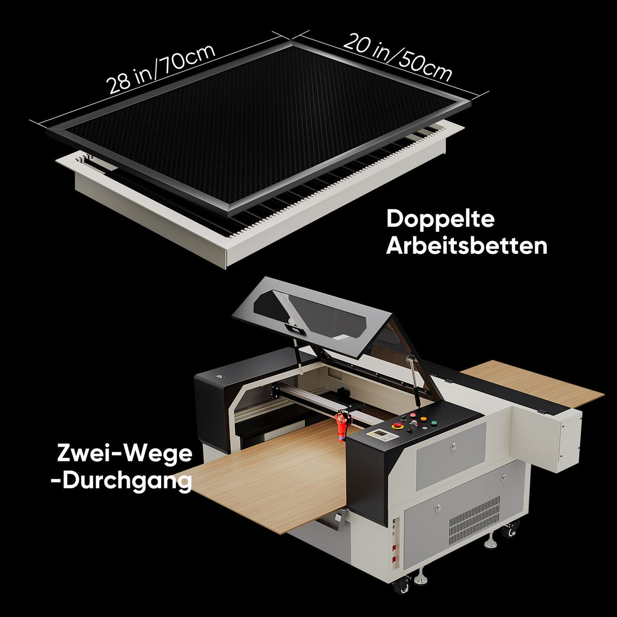 Monport 90W CO2 Laser Graviermaschine & Cutter (500x700mm) mit Autofokus - MonPortlaser.de