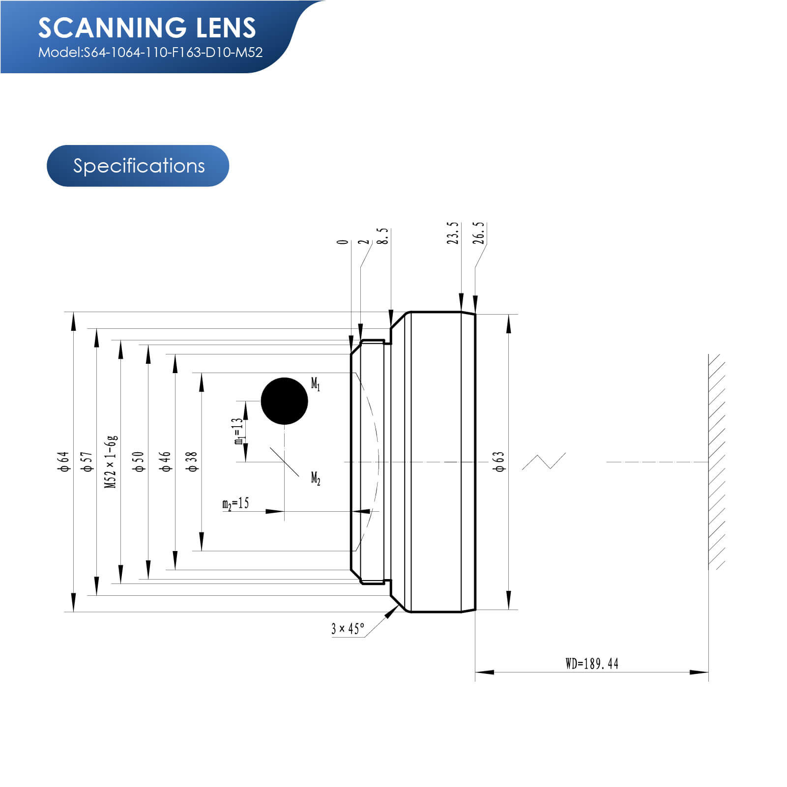 Monport F - theta M52 110 mm * 110 mm optisches Ersatz - Scanobjektiv für Faserlasergravierer - MonPortlaser.de