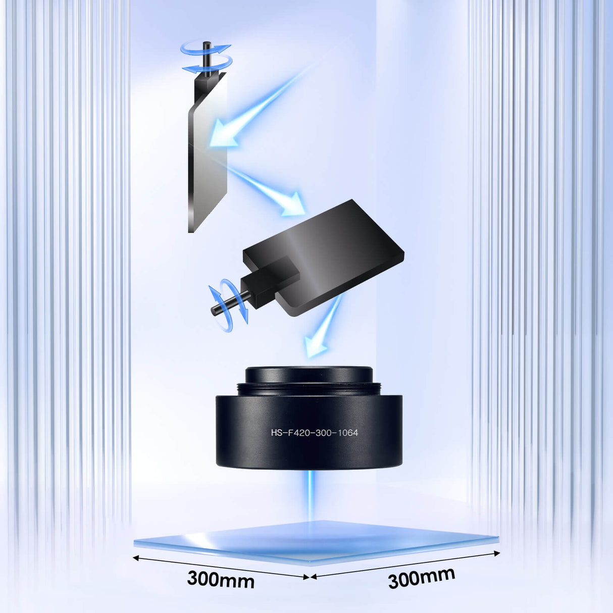 Monport F - theta M55 300 mm * 300 mm optisches Ersatz - Scanobjektiv für Faserlasergravierer - MonPortlaser.de