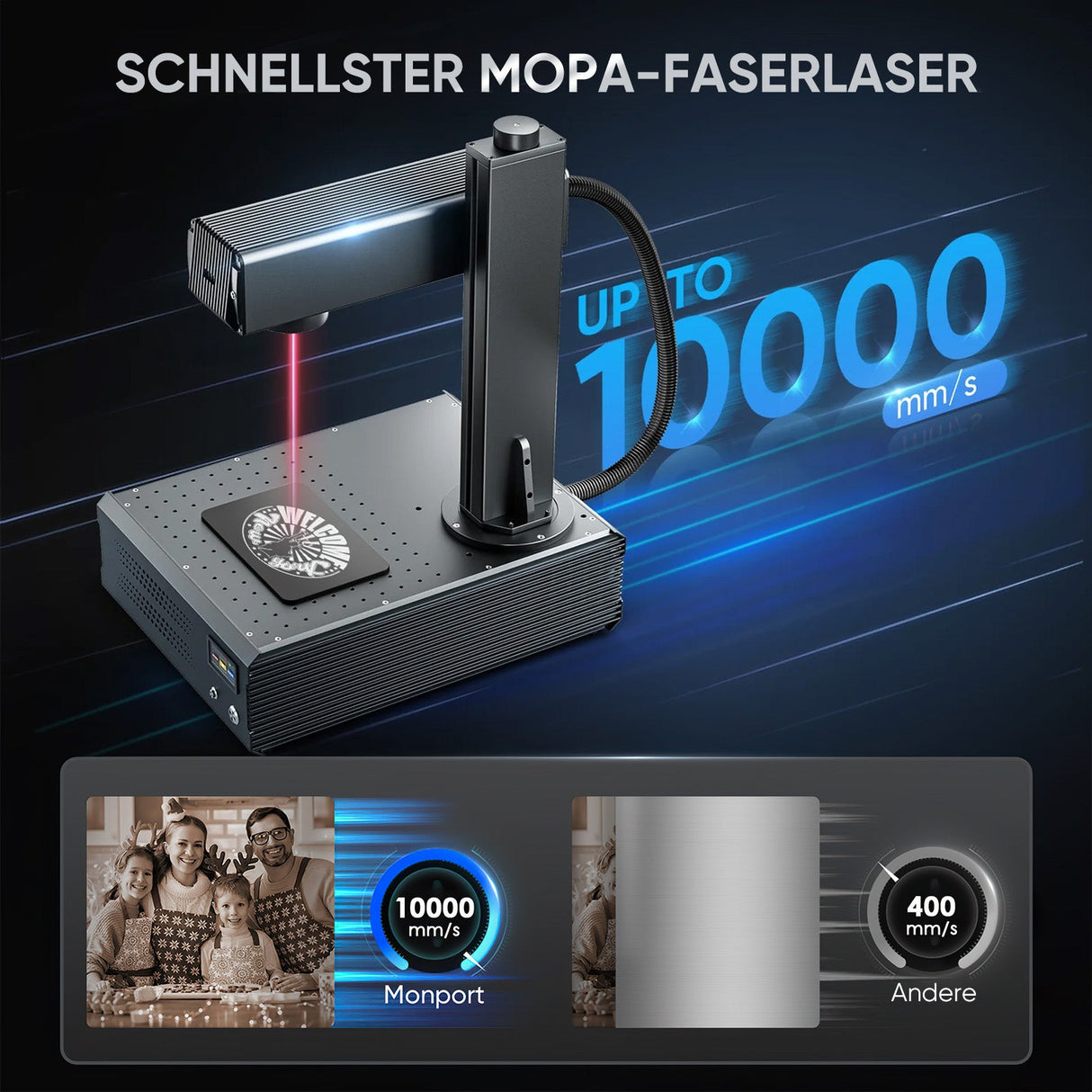 Monport GA Verbesserte 100W Integrierte MOPA Faserlasergravierer & Markiermaschinen mit Autofokus - MonPortlaser.de