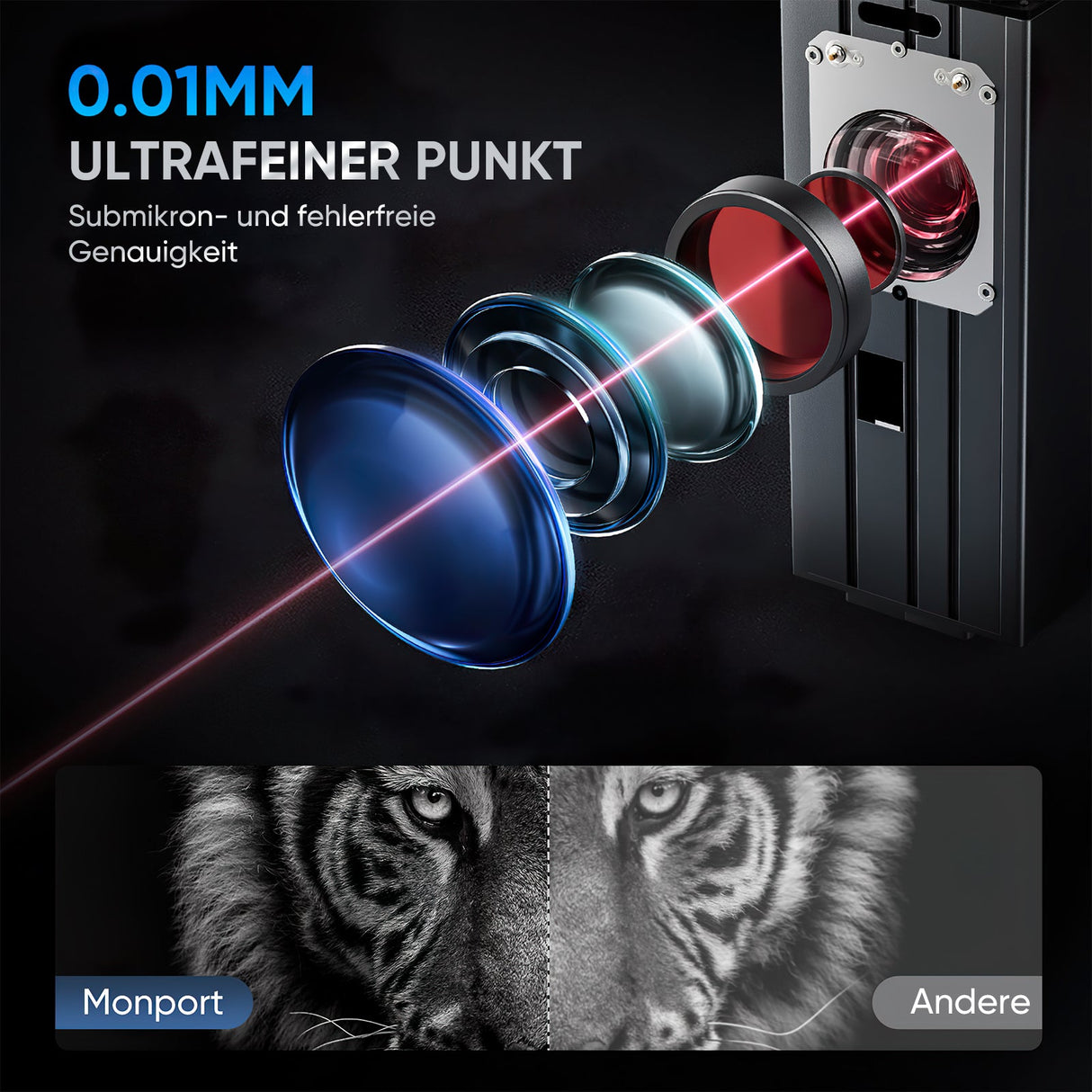 Monport GA Verbesserte 100W Integrierte MOPA Faserlasergravierer & Markiermaschinen mit Autofokus - MonPortlaser.de