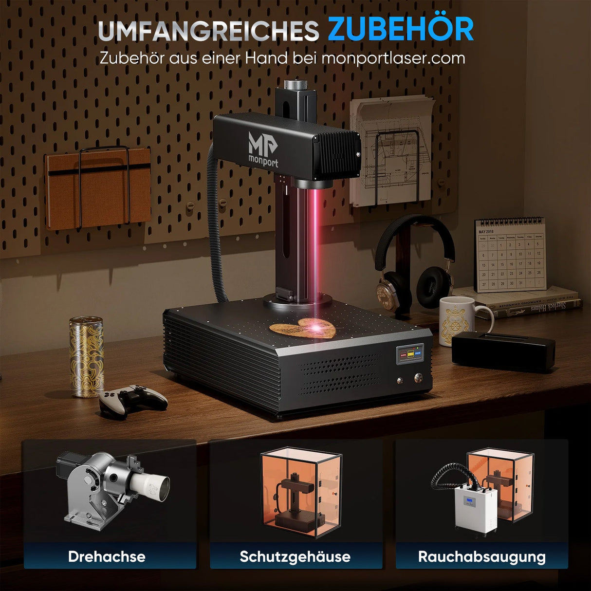 Monport GA Verbesserte 100W Integrierte MOPA Faserlasergravierer & Markiermaschinen mit Autofokus - MonPortlaser.de