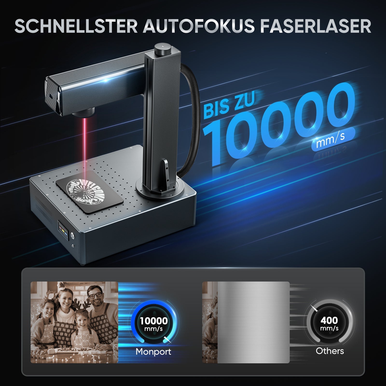 Monport GA Verbesserte 20W Integrierte Faser Lasergravierer & Markiermaschinen mit Autofokus - MonPortlaser.de