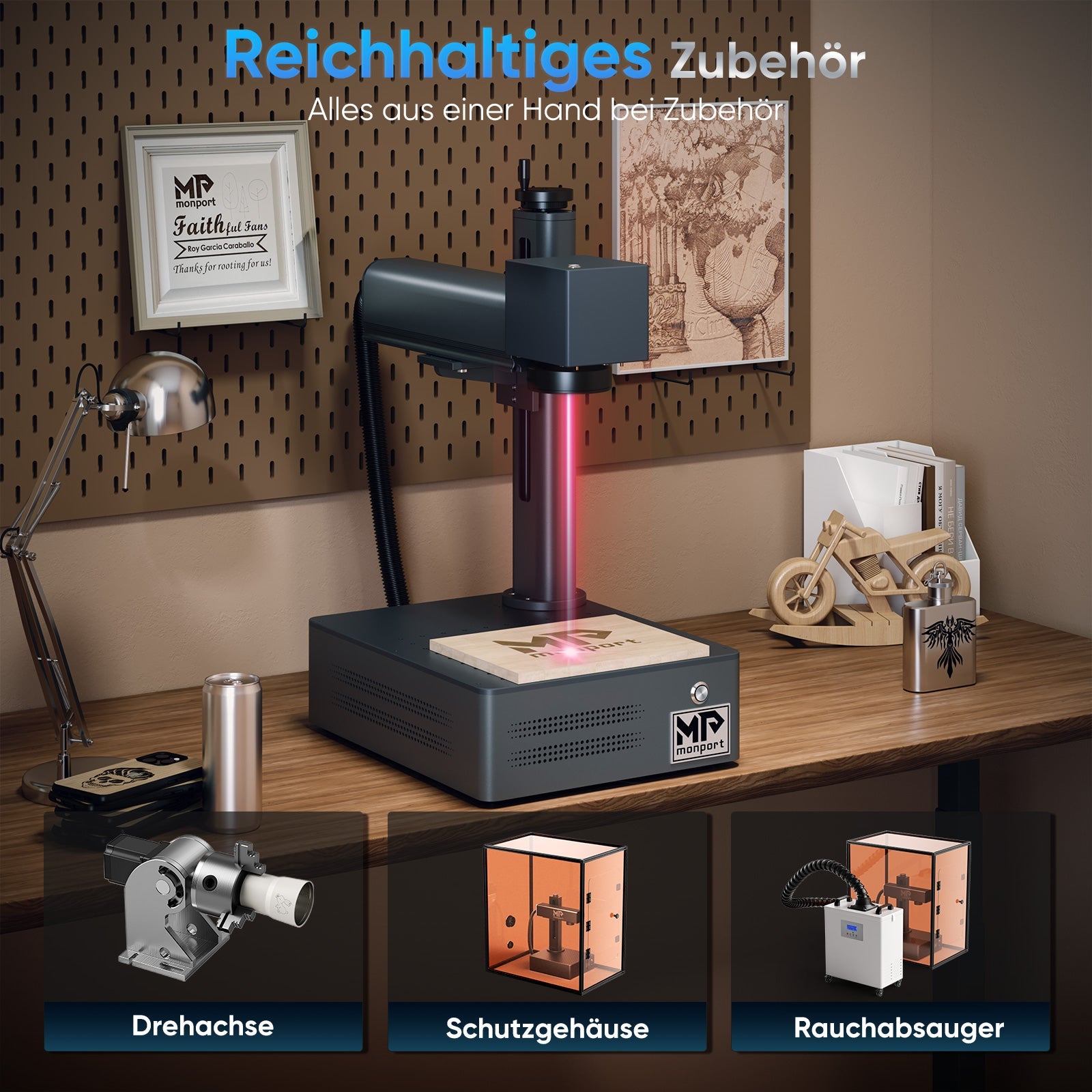 Monport GM 60W Integrierte MOPA Faser - Lasergravier - und Markiermaschine - MonPortlaser.de