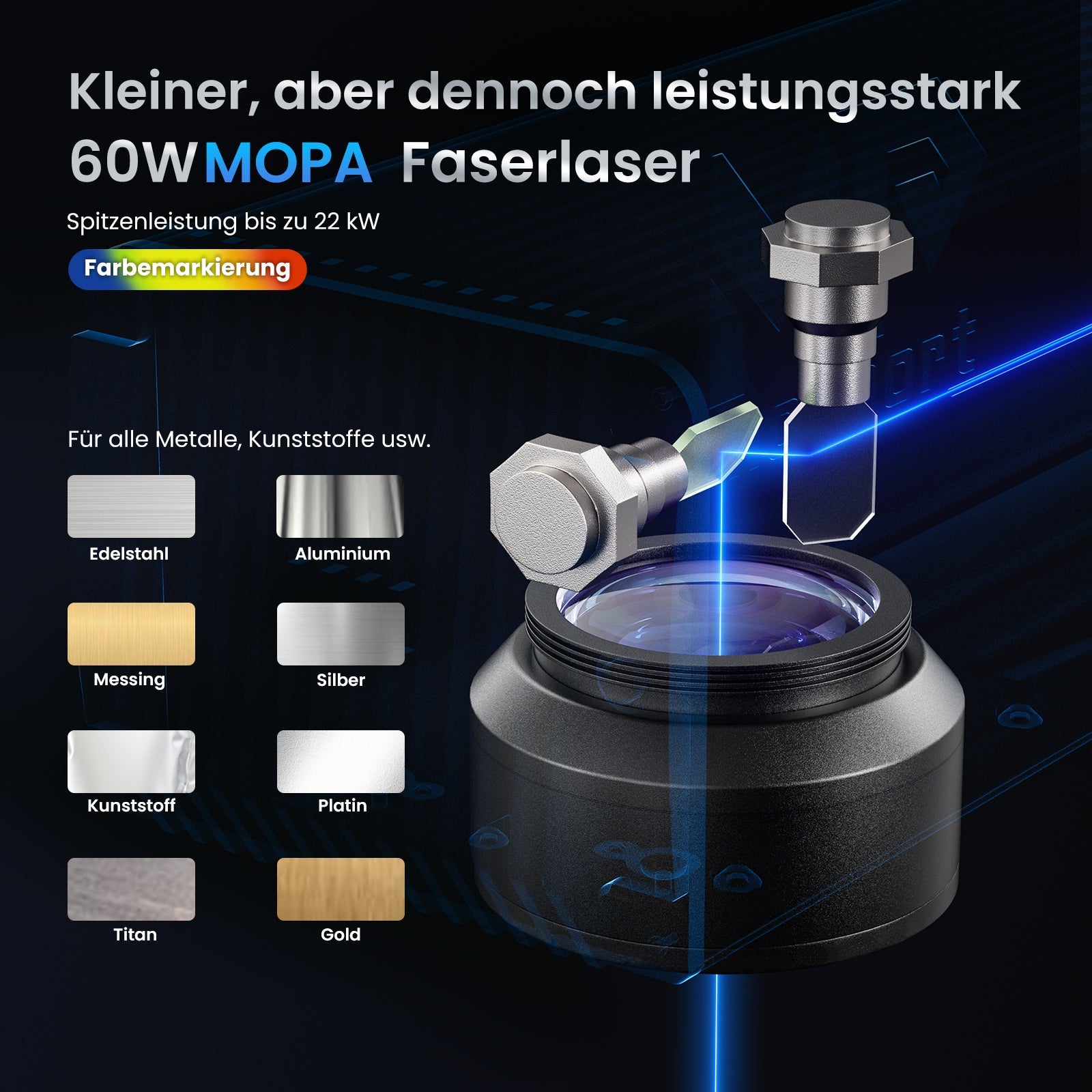 Monport GM 60W Integrierte MOPA Faser - Lasergravier - und Markiermaschine - MonPortlaser.de